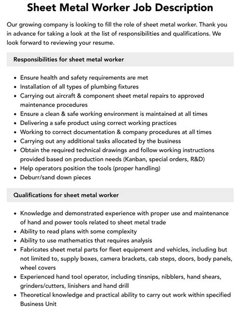 sheet metal design jobs|sheet metal worker responsibilities.